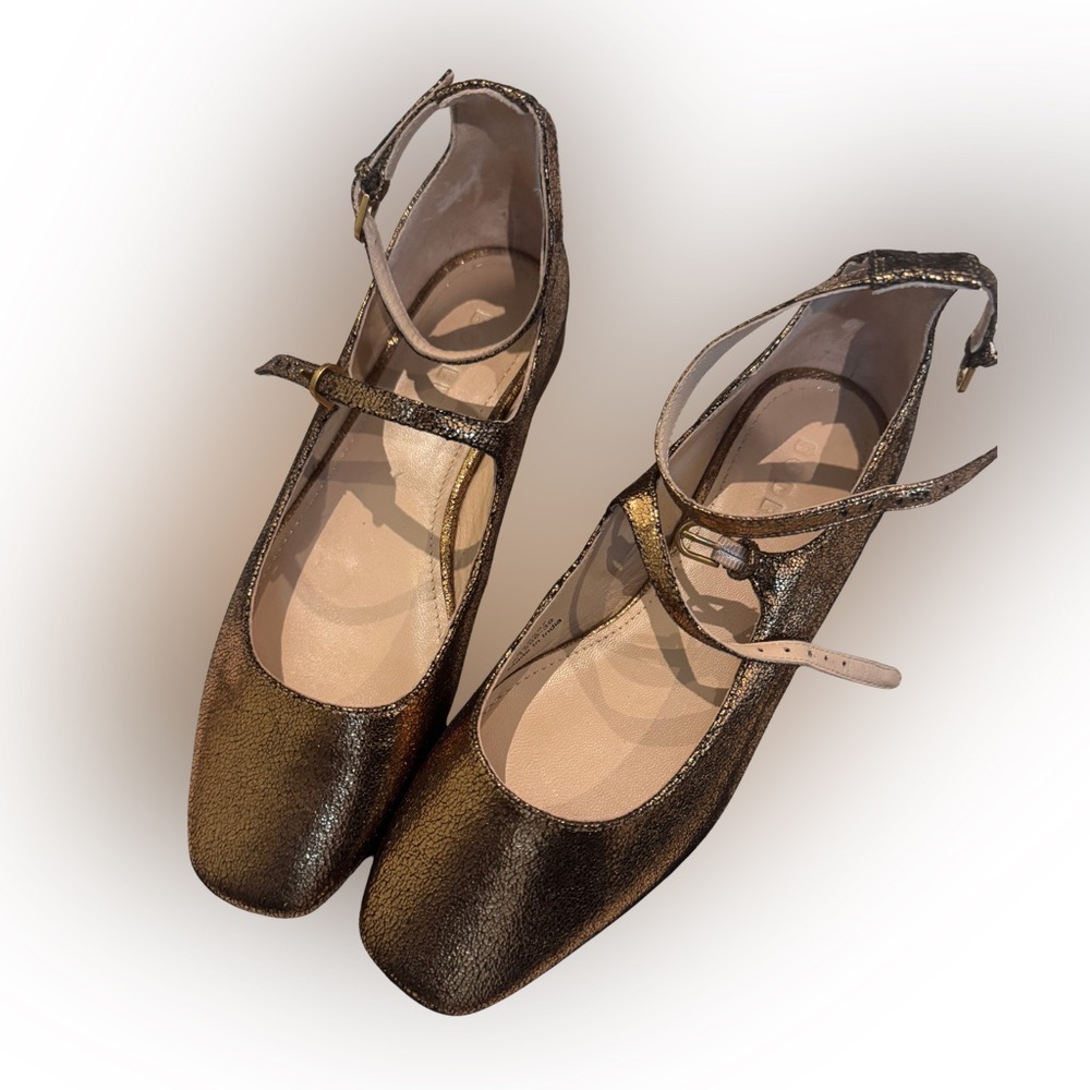 Boden Metallic Gold Mary Jane Flats
